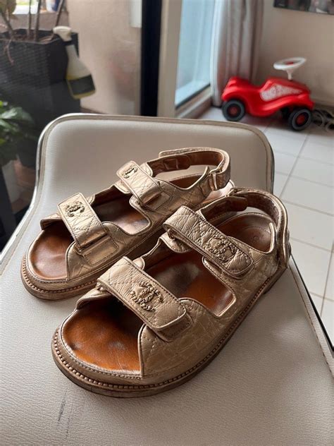 chanel metallic dad sandals